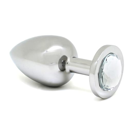 Edelstahl-Anal Plug mit Kristall - Transparent (L)
