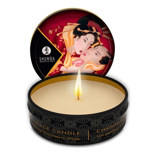 Bougie de massage Shunga Romance - Vin à la fraise - 30 ml