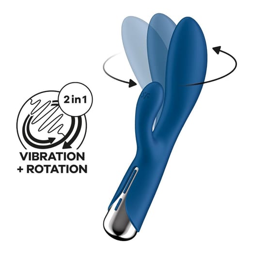 Vibromasseur rabbit rotatif Satisfyer Spinning Rabbit - Bleu