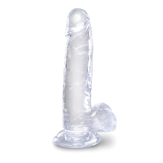 King Cock realistischer Dildo mit Hoden - 15 cm - Transparent