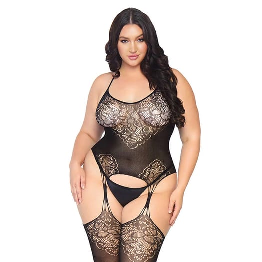 Leg Avenue Jacquard Bodystocking - Schwarz