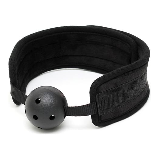 Bâillon-boule troué avec sangles rembourrées Rimba
