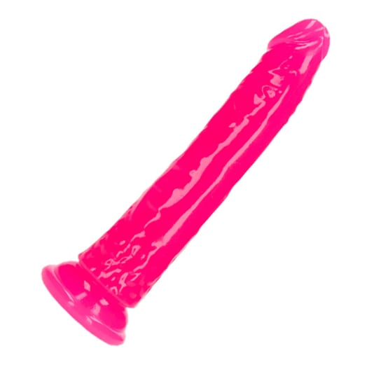 Dildo réaliste avec ventouse RealRock Glow in the Dark - 18 cm - Rose
