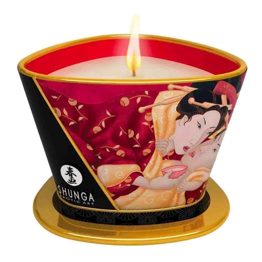 Bougie de massage Shunga Romance - Vin à la fraise - 170 ml