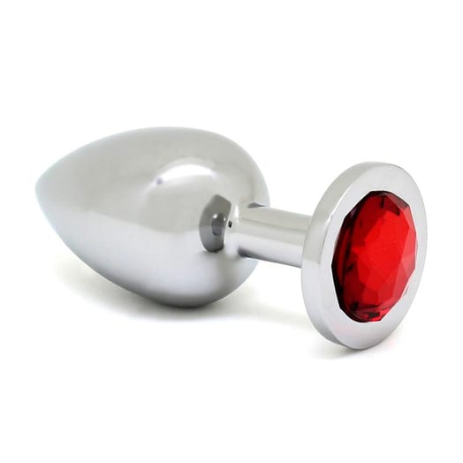 Plug anal en métal avec cristal - Rouge (L)