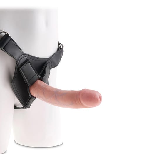 Harnais avec dildo réaliste King Cock - Beige - 19 cm