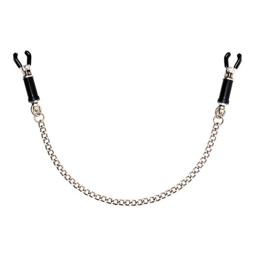 Pinces à seins réglables avec chaînette Rimba - Noir & argent