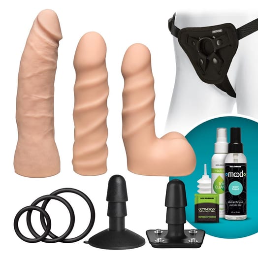 Kit gode-ceinture pour débutants Doc Johnson Dual Density