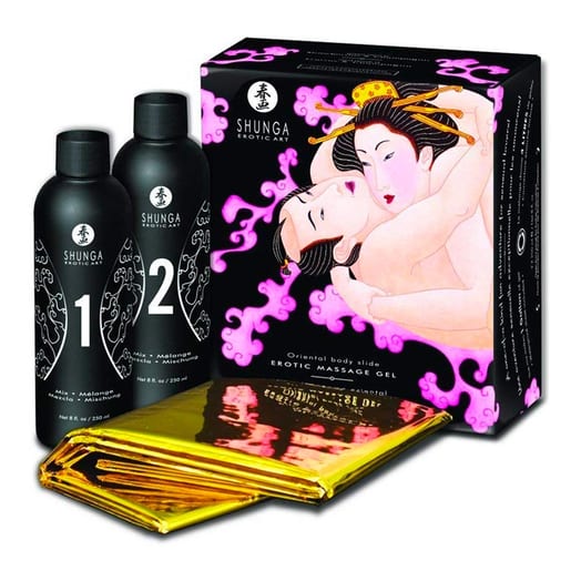 Shunga Body to Body Massage-Gel - Erdbeer & Champagner