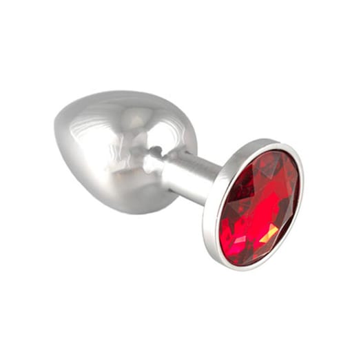 Plug anal en métal avec cristal - Rouge (XS)