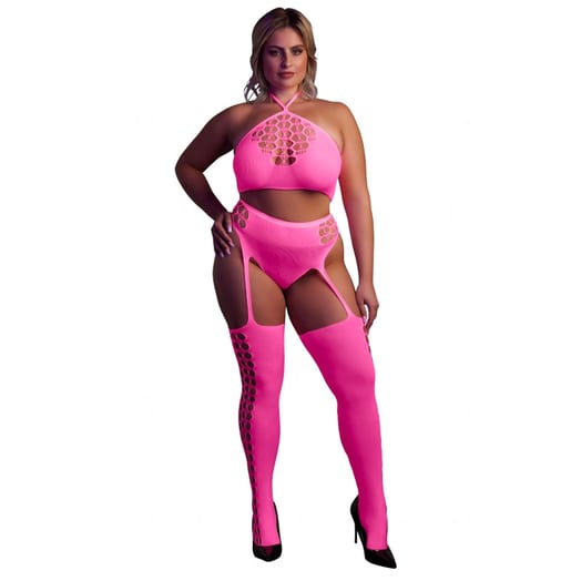 Ouch! Ensemble Glow in the Dark - 2 pcs - Rose Fluo