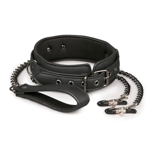 EasyToys BDSM Kit (Halsband, Leine und Nippelklemmen)