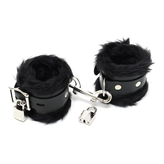 Menottes en cuir et en fourrure Rimba avec cadenas