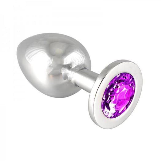 Plug anal en acier avec cristal - Violet (L)