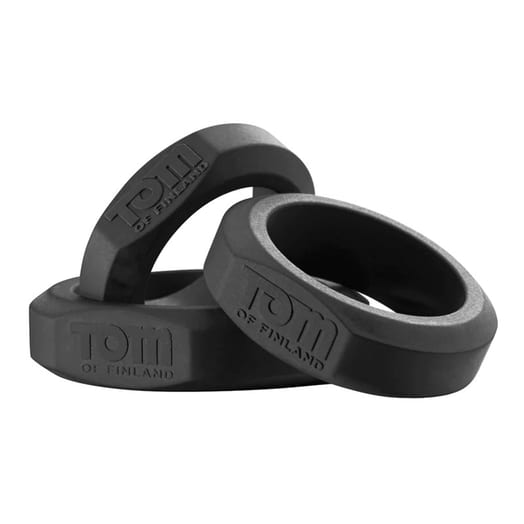 Set de 3 anneaux péniens en silicone Tom of Finland - Noir